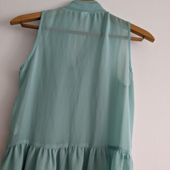 Alternative Apparel Mint Green Blouse with Bow S - Picture 7 of 7